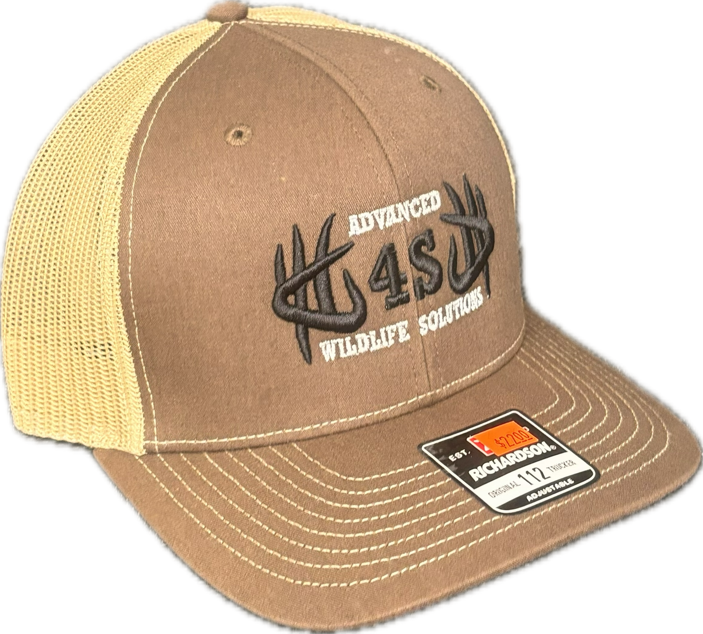 Richardson 112 Brown/Khaki Mesh Hat with Black/White Logo 63215